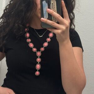 Elegant Pink Stone Western Necklace